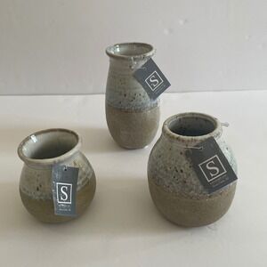 Sullivan Gift Set of 3 Vases Ceramic Speckled Two Tone Decorative Home Decor